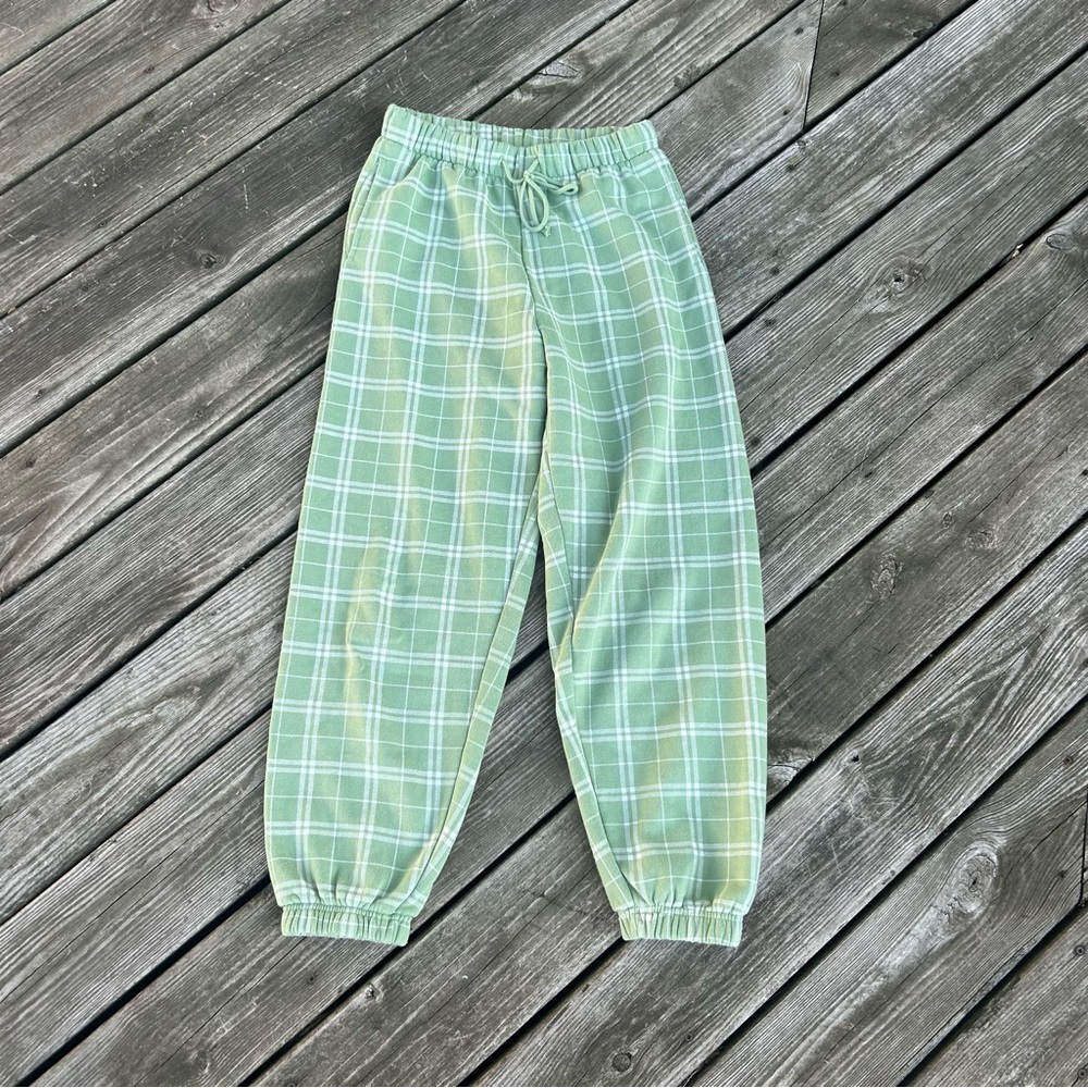 Pacsun Plaid Pull on Women's Jogger pants Size S Mint Green